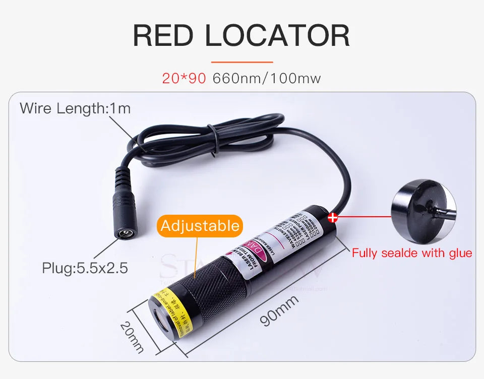 Set 20*90 660nm With Battery Case Laser Module Diode Alignment Red Light Laser Line Locator For Woodworking Machine Positioning