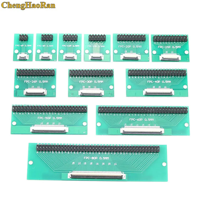 1pcs 4P-- 50P 0.5mm Pitch Connector SMT Adapter to 2.54mm 1.00 Inch Hole FPC FFC Cable Welded Board + Double Row Straight Pin
