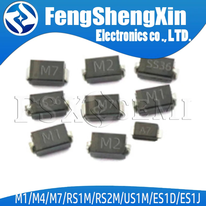 SMA Rectifier diode M1 M4 M7 SS12 SS14 SS16 SS22 SS24 SS26 SS28 SS34 SS36 SS54 SS56 SS110 SS210 SS220 SS310 SS510 DO-214AC