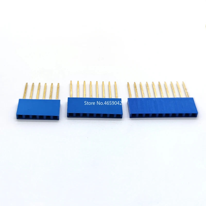 10pcs Pin Header 2.54MM 10MM Long Needle Female Pin Header Strip Stackable Header Connector 1*2/3/4/5/6/8/10/15P