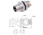 M8 Flange Socket Sensor Male&Female Stainless Steel Connector A Type 3&4 Pin panel back mount threaded coupling