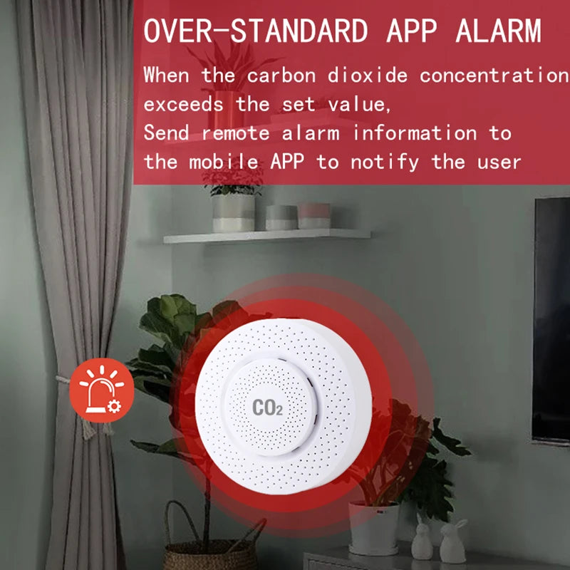 Tuya CO2 Carbon Dioxide Sensor CO2 Detector NDIR High-Precision Measurement Exceeds Standard Alarm Smart Home Linkage Tuya Senso