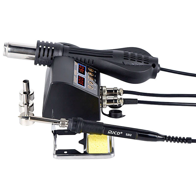 JCD 2 in 1 750W Hot Air Gun LCD Digital Display Welding Soldering Rework Station for Cell-phone BGA SMD PCB IC Solder Iron 8898