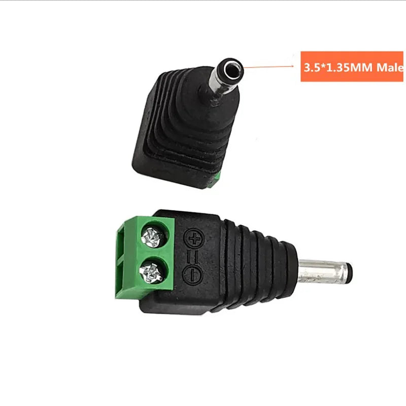 1/2/5Pcs Male Female DC Power Plug Connector 3.5X1.35mm 1.35mm X 3.5mm Needn't Welding DC Plug Adapter 12V 24V For CCTV