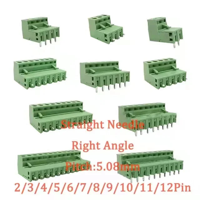 5Pair KF2EDG 15EDG 2-12Pin PCB Screw Terminal Block 3.5/3.81/ 3.96/5.08mm Right Angle/Straight Needle Plug Socket Wire Connector