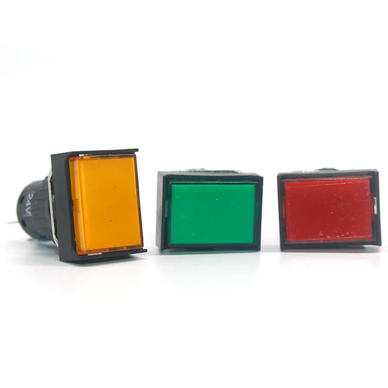 5pcs 16mm Rectangular Power Push Button Switch With Lamp Self Reset Momentary Latching Fixed Lock Five Pin LA16-J-11D LA16-J-11S
