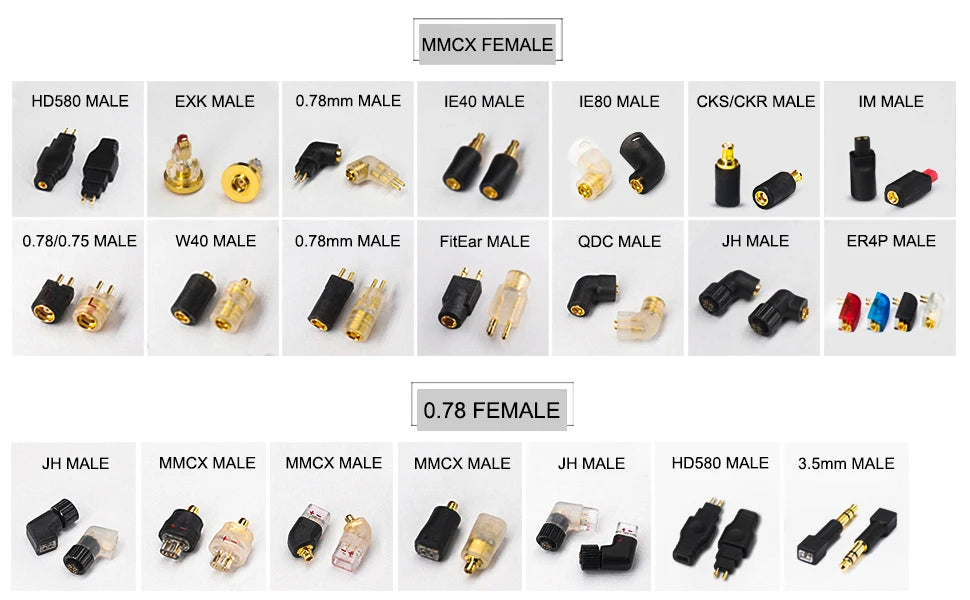 OKCSC MMCX Cable Connected to for Sony MDR EX1000 EX800 MDR7550 EX600 Earbuds Connector in Curved Shape Audio Jack Adapter