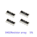 100pcs 0402*4 8P4R 2*4P SMD Network Resistor Array 0 4.7 5.1 10 22 33 47 49.9 51 100 220 1K 2K 3.3K 10K 100K 220K 470K Ohm 0R~1M