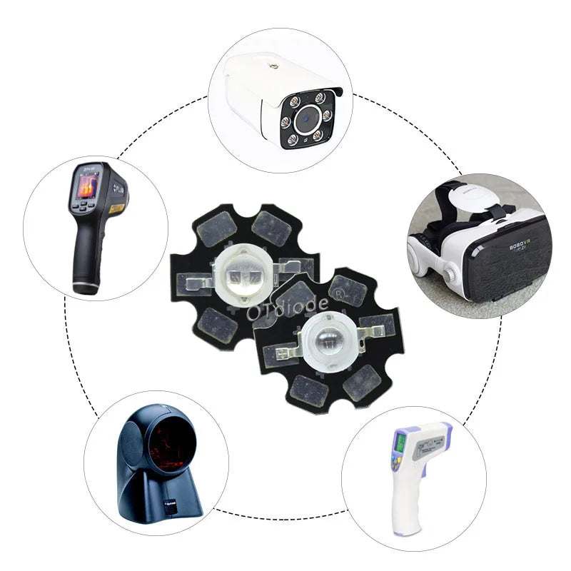 1W 3W 5W High Power LED COB Infrared Red 680nm 740nm 800nm 850nm 880nm 940nm 980nm 1000nm For Lighting CCTV Monitor Cameras