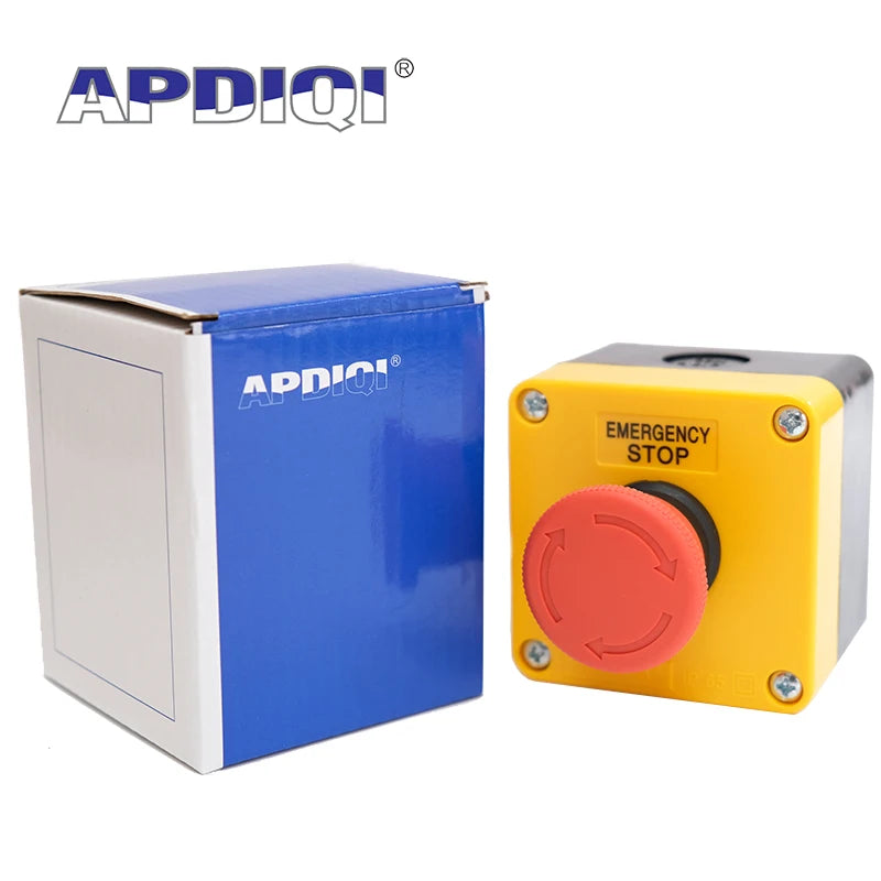 1Pcs One Hole Waterproof Plastic Emergency Stop Mushroom Head Yellow AKA1 Push Button Box Switch Elevator ES542 22mm IP65