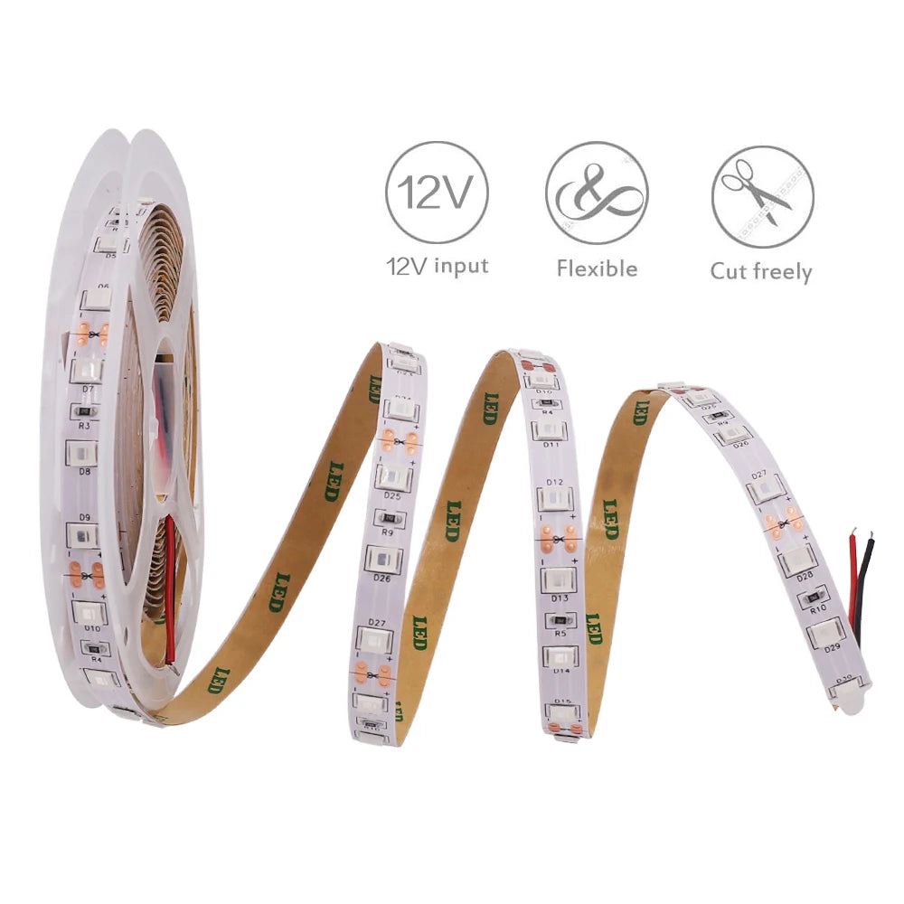 5M LED Strip SMD 5050 5054 LED Tape Waterproof Ribbon Diode 12V 2835 Flexible Neon Lights 60/120Leds/m LED Lights for Room Decor