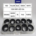 1000Pcs 1206 SMD LED 10Colors x 100Pcs White Red ICE Blue Green Yellow Pink Orange Purple Warm White Super Bright Diodes Kit