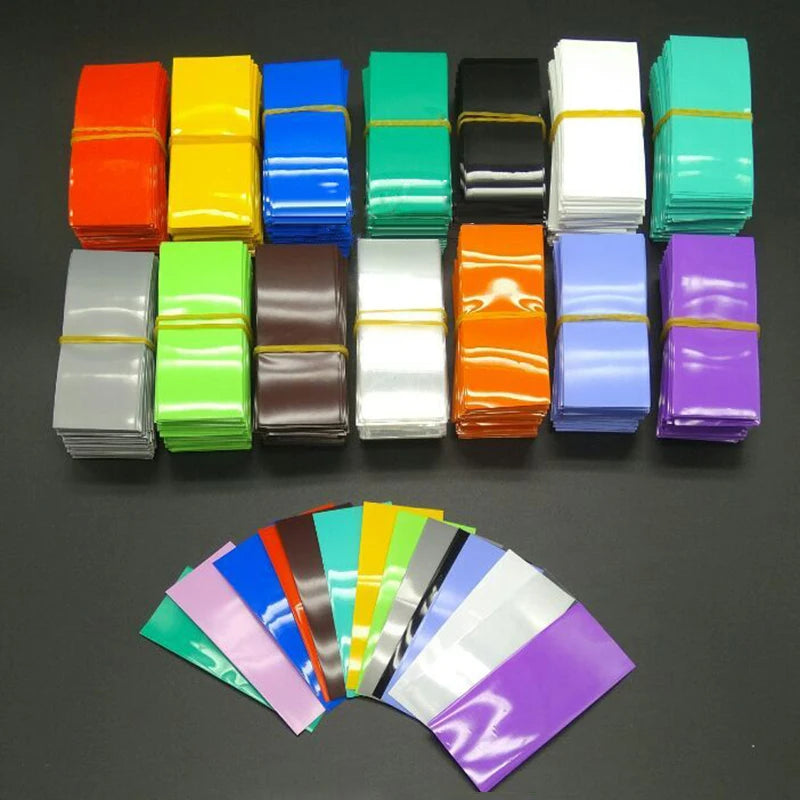 100pcs 18650 Battery Wrap Sleeve Heat Shrink Shrinkable Tube Insulated Multicolor Battery Skin PVC FilmTape Protector Cover Pipe