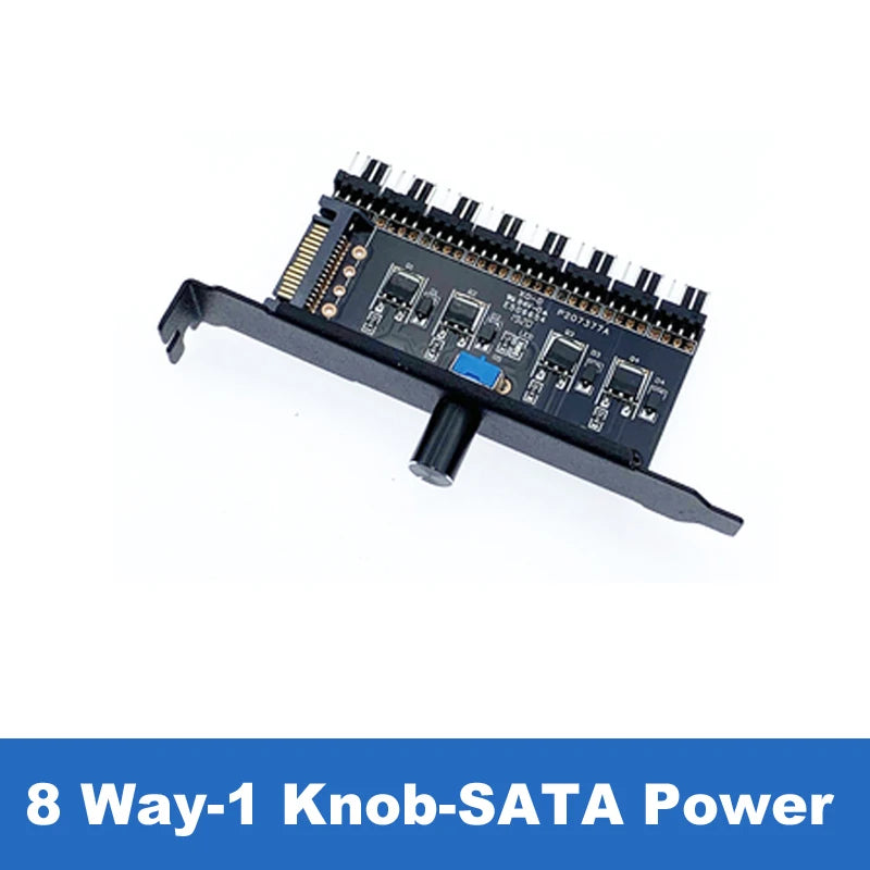 PCI Fan Speed Controller,12V Molex 4pin or SATA Powered 6 8 Fan Hub,PWM 4 pin CPU Radiator 3pin Case Cooler Temperature Control