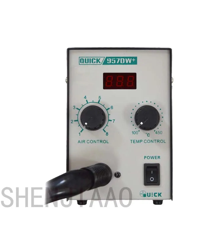 1pc QUICK 957DW+ LED display adjustable hot air heat gun with Helical Wind 580W SMD rework station