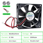 ACP8025 8cm 80mm Fan 80x80x25mm DC5V 12V 24V 2pin Cooling Fan Suitable for Chassis Power Inverter