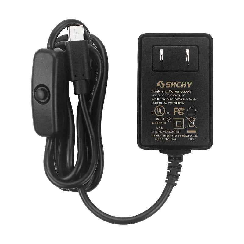 Raspberry Pi 4 Power Adapter 5V 3A with ON/OFF Switch CE Certified Power Supply Type C EU US Charger for Raspberry Pi 4 Model B