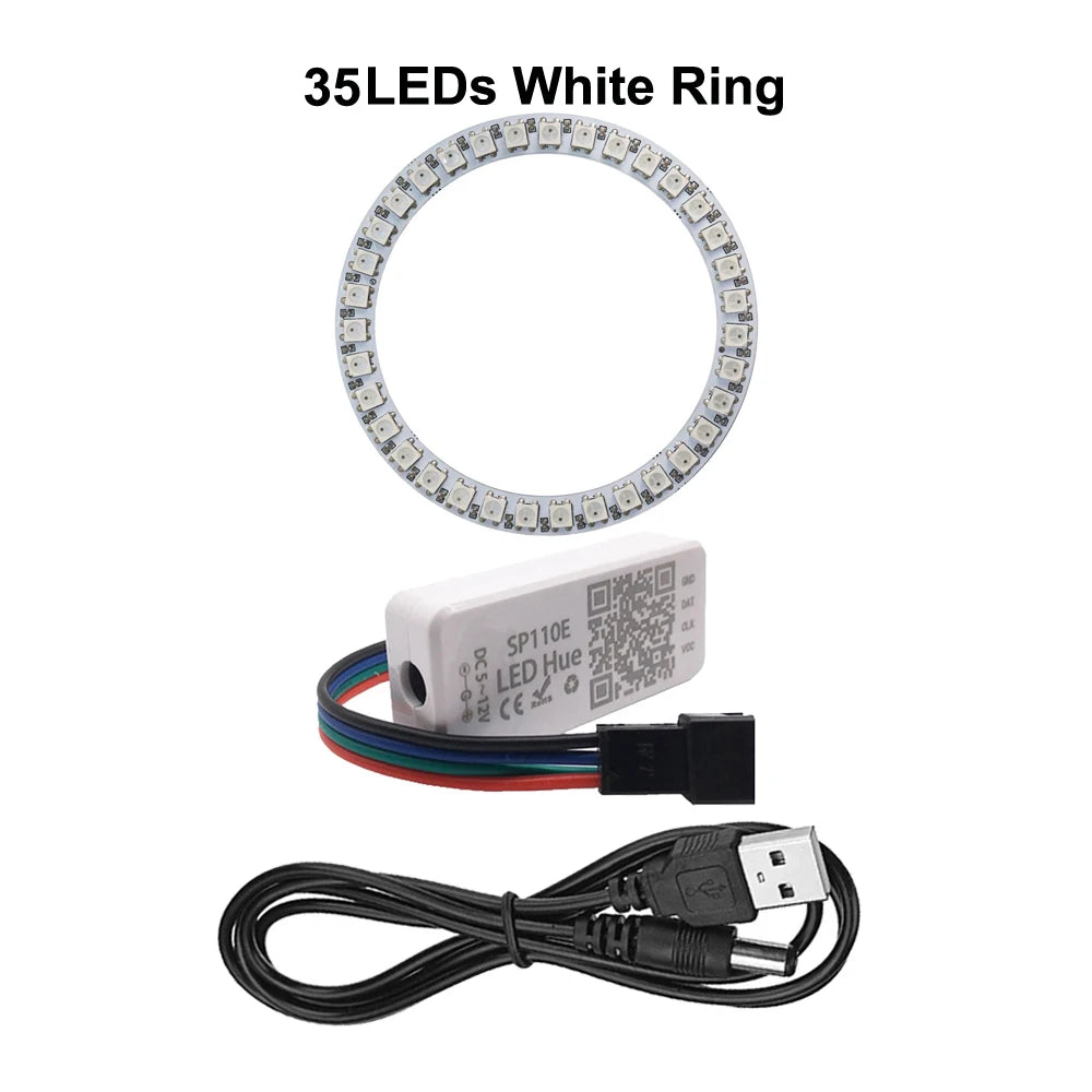 WS2812B 8/16/24/35/45LEDs Pixel Ring SP110E Controller USB Kit RGB Ring Individul AddressabIe WS2812 IC BuiIt-in Lights DC5V
