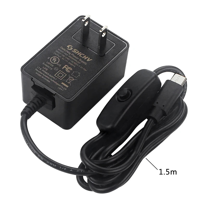 Raspberry Pi 4 Power Adapter 5V 3A with ON/OFF Switch CE Certified Power Supply Type C EU US Charger for Raspberry Pi 4 Model B