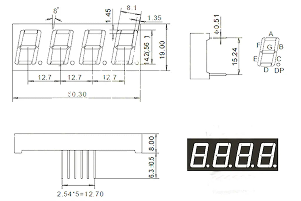 0.56inch LED display 7 Segment 1 Bit/2 Bit/3 Bit/4 Bit Digit Tube Red Common Cathode / Anode Digital 0.56 inch led 7segment