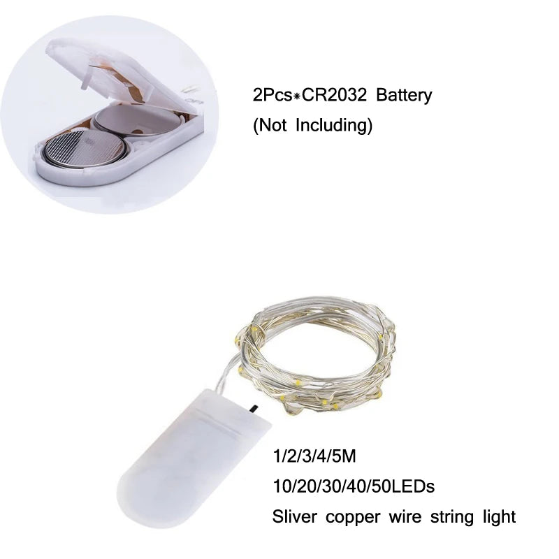 1M 2M 3M 5M Copper Wire LED String Lights Battery Operated Holiday Lighting Fairy Garland For Christmas Tree Wedding Party Decor
