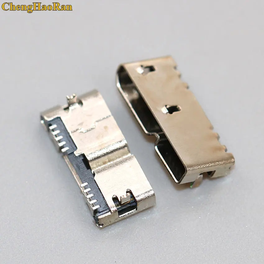 ChengHaoRan 2PCS Micro USB 3.0 Jack 10pin Female Sockect Tail Charging Port Mobile Hard Disk Interface Micro Connector
