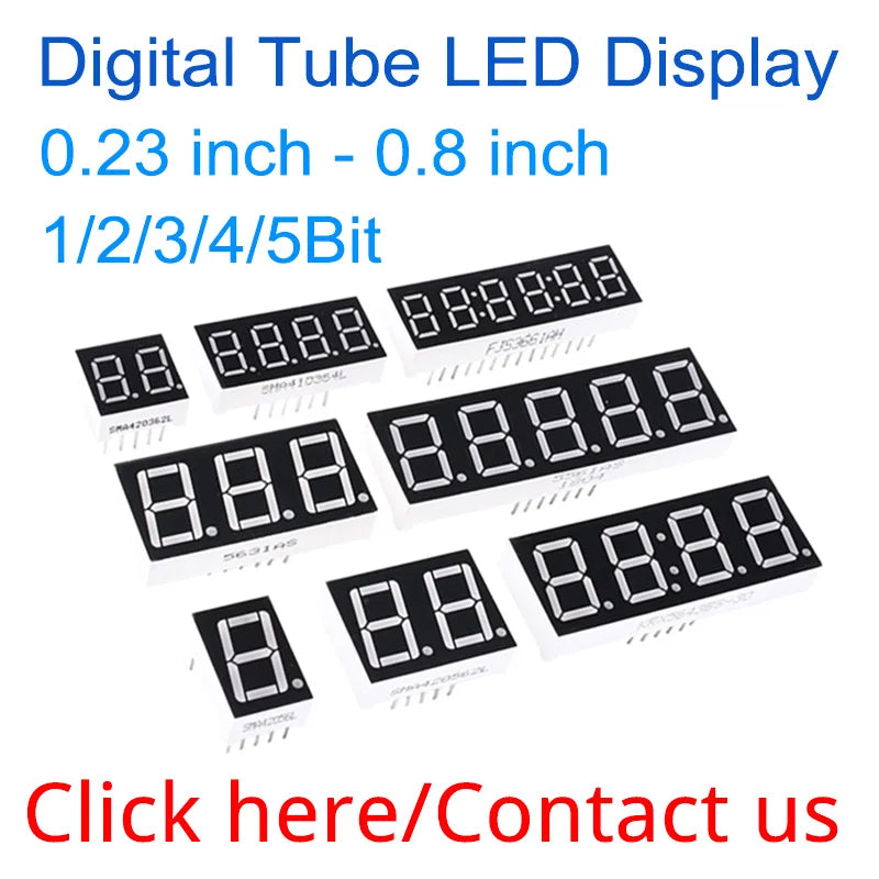 LoCNService 30PCS 0.8Inch Digital Tube LED Display 1 Bit Red Yellow Green Blue White Common Anode / Cathode 7 Segment 0.8 inch