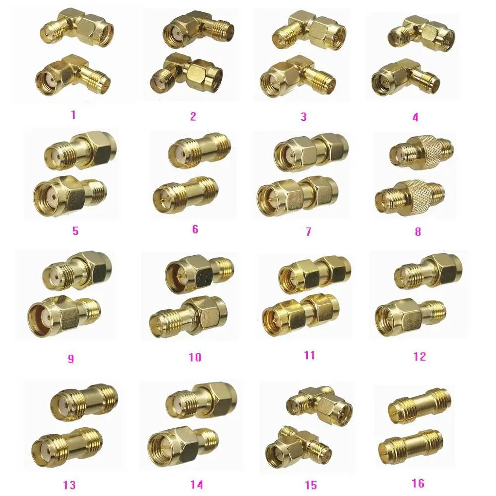 1pcs Connector Adapter SMA RP-SMA to SMA RPSMA Male Plug & Female Jack Straight & Right angle RF Coaxial Converter New Brass
