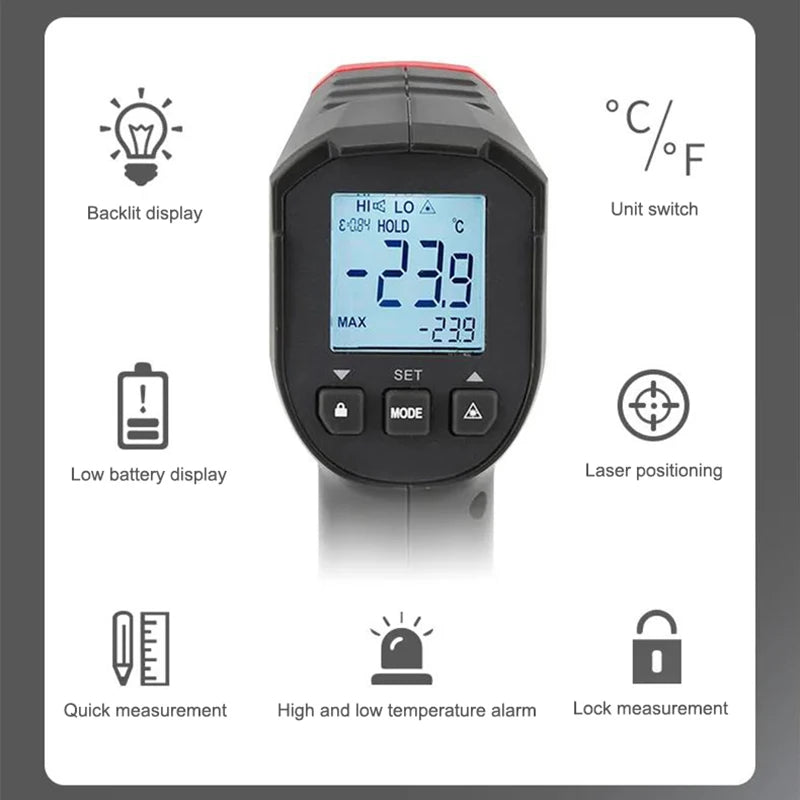 UNI-T Infrared Thermometer UT306S UT306C Non-contact Industrial Laser Digital Temperature Meter Temperature Gun Tester -50-500