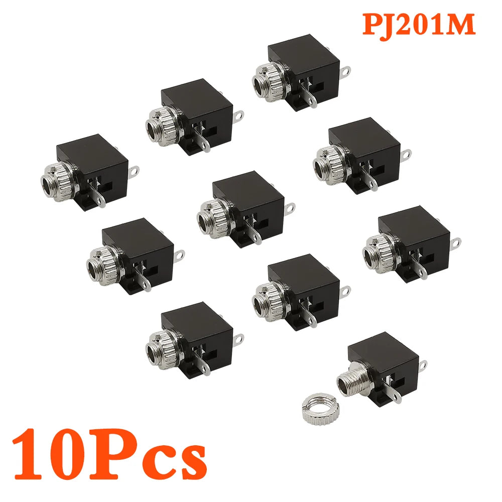 5/10Pcs 2.5MM Headphone Jack PJ-201M 3Pin DIP Mono Channel Audio Female Socket PCB Panel Mount Connector PJ201M Earphone Adapter