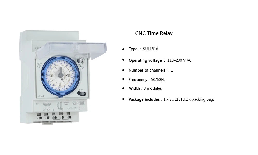 CNC SUL181d Time Relay Track Installation Mechanical Timer 220V 24-hour Industrial Time Control Switch