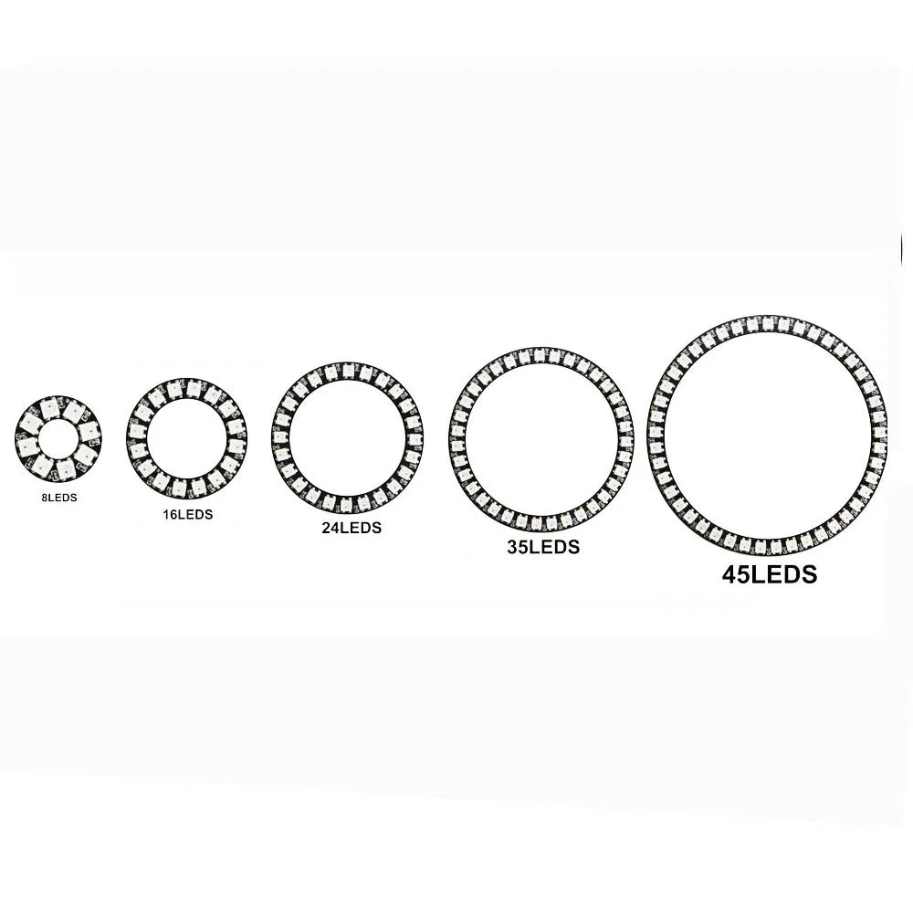WS2812b Led Ring Addressable 8/16/24/35/45Leds 5050 RGB Led Diode Ring Color IC Built-in LED