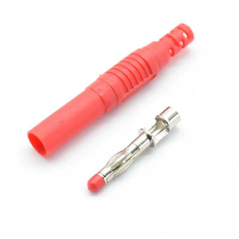 2 Pcs Straight Insulated Safety 4mm Male Banana Plug Wire Solder DIY Connectors Instrument test plug high current voltage gauge