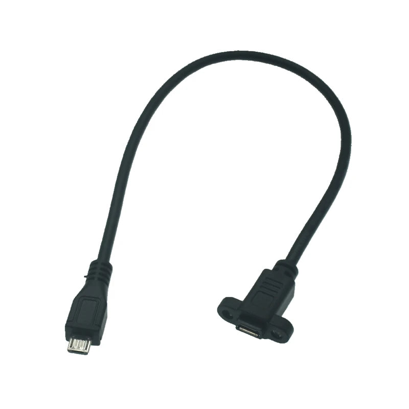 Pitch 17.5mm 5 Pin Micro Mini USB C Male To TYPE-C Female Extension Data Sync Power Charge Cable With Screws Lock Panel Mount