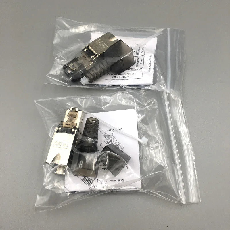 OULLX CAT7 RJ45 Connector 50U No Crimping Tools Required Network Cable Cat6A Cat5e Reuse Module Shielded FTP 8P8C Crimp
