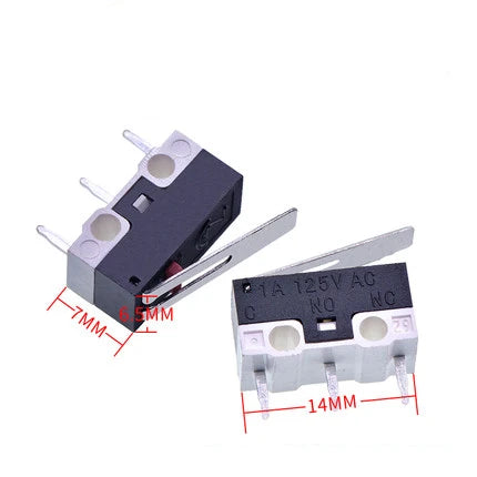 10 PCS Small Limit Microswitch Car Switch with Scroll Wheel Microswitch Curved Foot Arc Handle Microswitch Mouse Switch