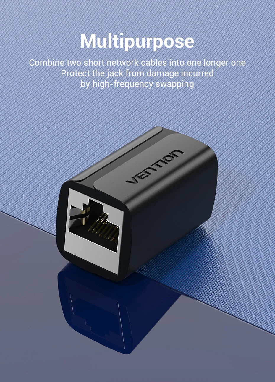 Vention RJ45 Connector Cat7/6/5e Ethernet Adapter Female to Female 8P8C Patch Network Extender Extension Wire for Ethernet Cable