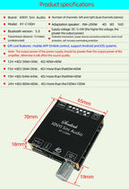 Bluetooth 5.0 Mini Cool Audio Digital Power Amplifier Board 20W*2 50W*2 100W*2 Stereo Wireless AMP Amplificador Module AUX Input