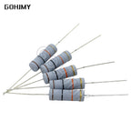 10PCS Carbon Film Resistor 5% 5W 1R ~ 1M 2.2R 10R 22R 47R 51R 100R 150R 470R 1K 4.7K 10K 47K 10 47 51 100 150 Ohm 5W Resistance