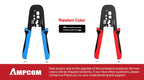 AMPCOM Crimping Tool RJ45 and RJ12, RJ11 Crimper Cutter Stripper Network Cable CrimpTool for 4P 6P 8P RJ-11/RJ-12 RJ-45