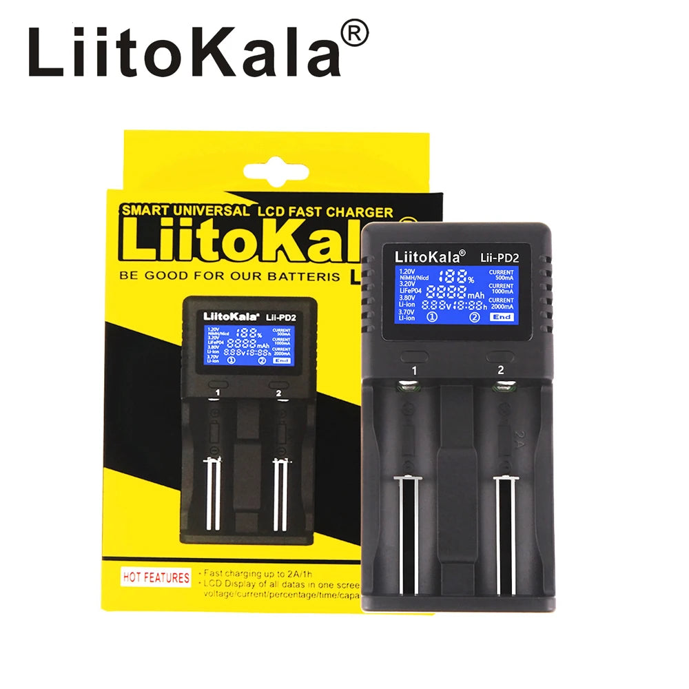 LiitoKala Lii-600 Lii-PD4 Lii-PD2 Lii-500 Lii-S8 LCD Battery Charger  For 21700 18650 18350 26650 22650 14500 NiMH