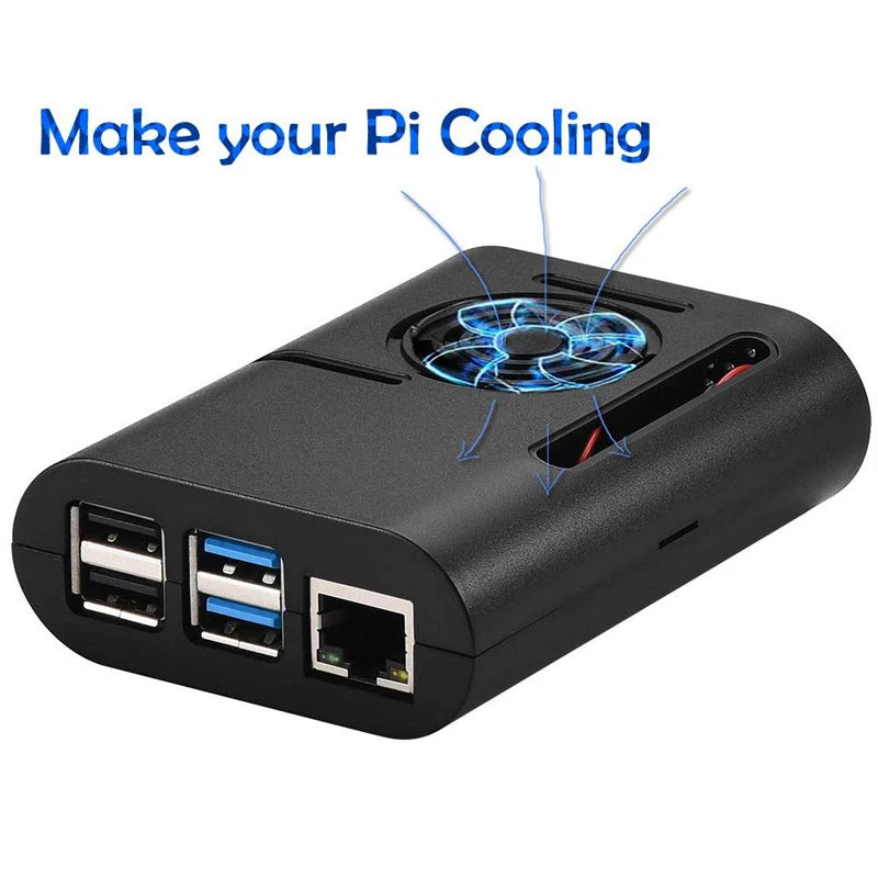 Raspberry Pi 4 Model B ABS Case with Cooling Fan and Heatsinks Kit