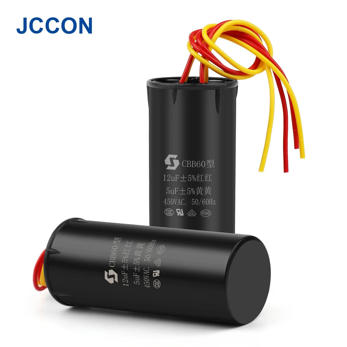 2Pcs CBB60 Double Start Capacitor for Washing Machine Motor High Stability Flame-Retardant High Insulation Resistance 6UF+4UF