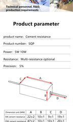10Pcs 5W Ceramic Cement Resistor 5% In A Pack 0.1R 0.22 0.33 0.5 Ohm 6.8K 0.25R 0.5R 3R 27R 12R 100R Non-inductive Resistors