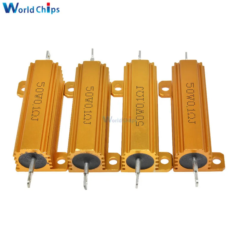 50W 100W 0.5R 1R 2R 4R 6R 8R 10R 20R Aluminum Power Metal Shell Case Wirewound Resistor 0.01 ~ 100K 0.5 1 2 4 6 8 10 20 100 ohm