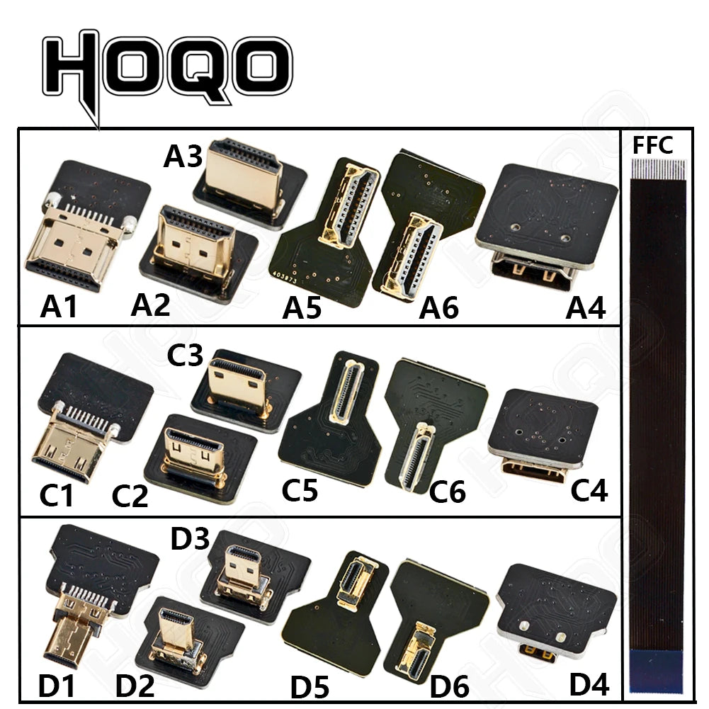 A4 Flexible HDMI-Compatible FFC FPV Ultra Thin Micro HDMI Female A4 Flat Cable Cord to HDMI Mini 90 Degree Micro Male FPC