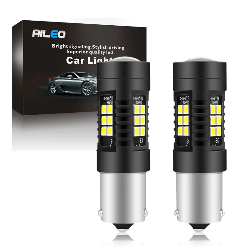 AILEO Car Lights Signal Lamp Bulb BA15S 1156 P21W LED PY21W BAU15S 3030 SMD chip Brake Lights Turn Signal  Daytime running light