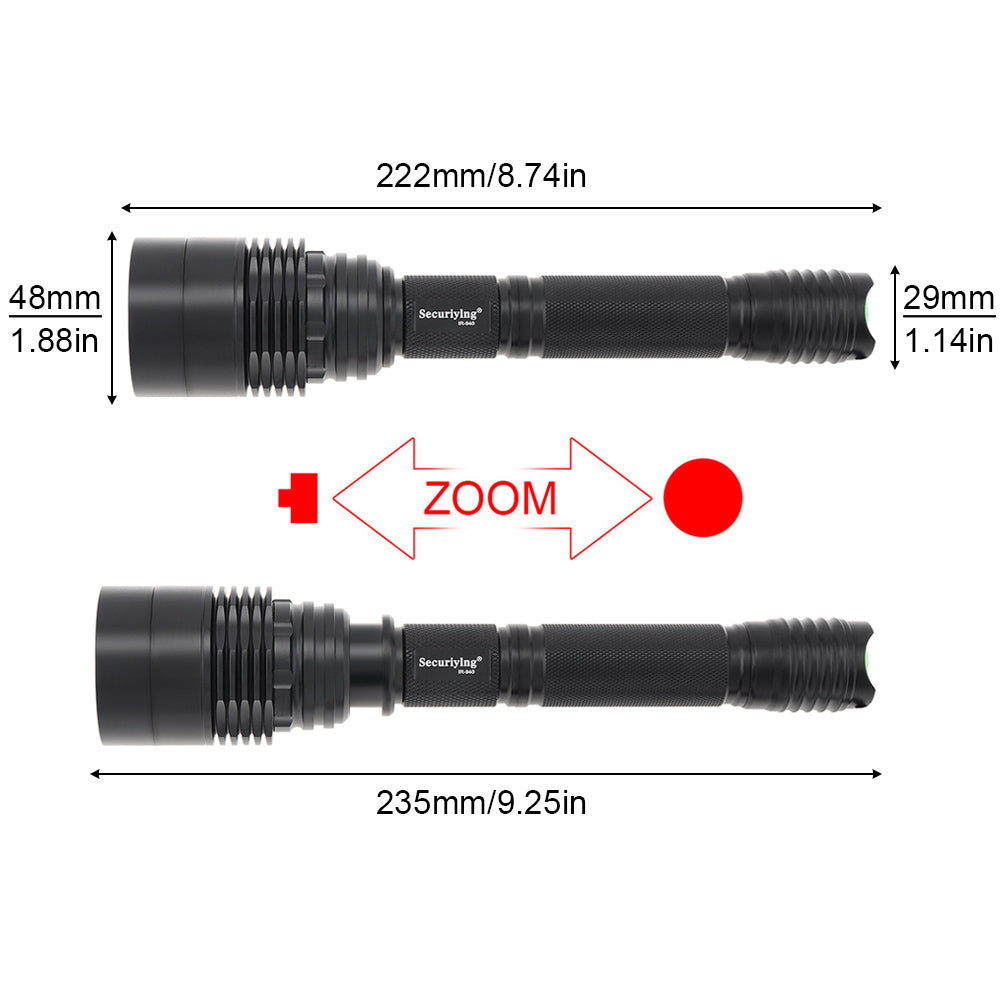SecurityIng  Infrared Flashlight  IR 850nm 940nm T50 LED Zoomable Hunting Light Torch Long Range 18650 for Night Vision Device