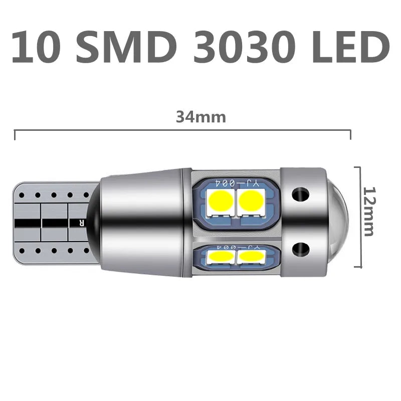 2/4PCS High Quality T10 W5W 168 192 Led Tail Light 3030 10smd 12V Auto Lamp CANBUS NO Error Car Marker Parking Bulb 6000K ASLENT