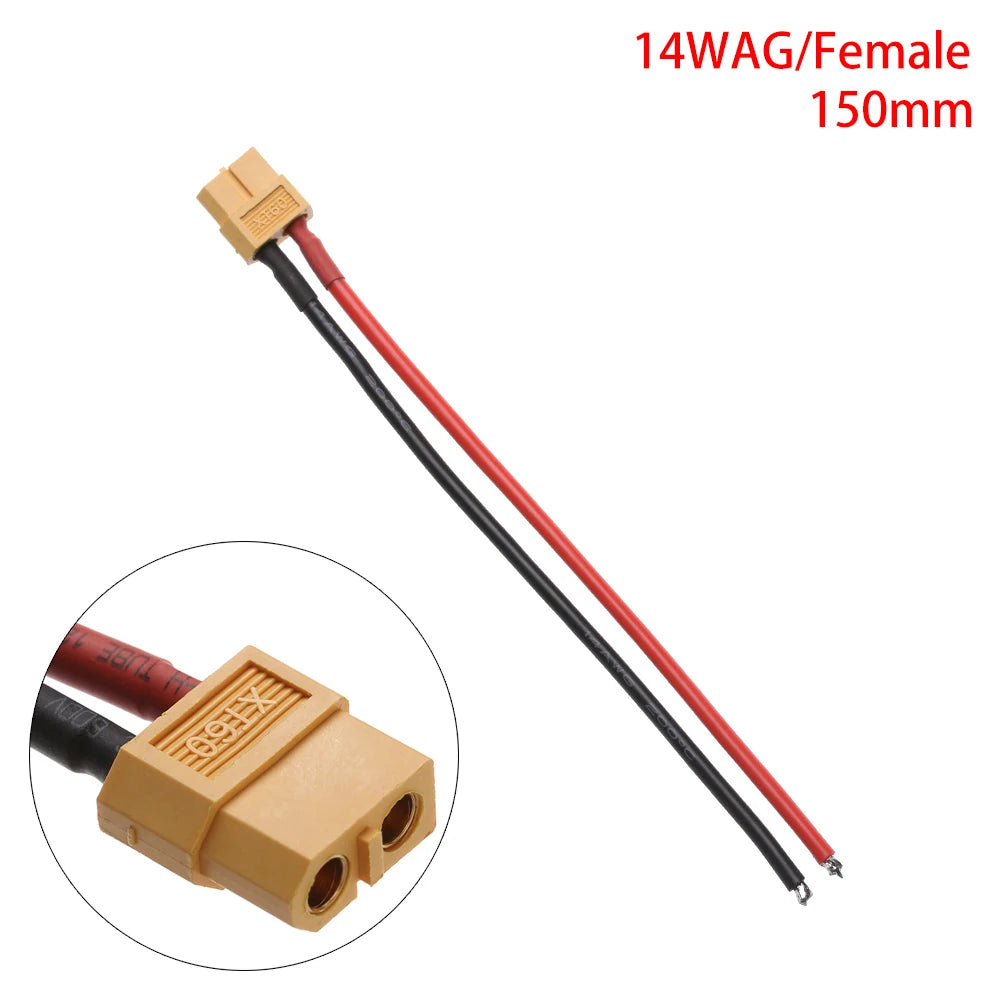 Male Female Connector Plug with Silicon 12 AWG/14 AWG Wire XT60 Connector Plug Cable Dual Extension Battery
